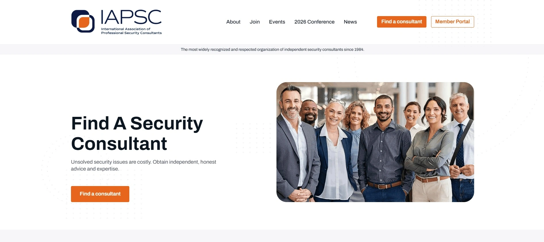 IAPSC website after the redesign