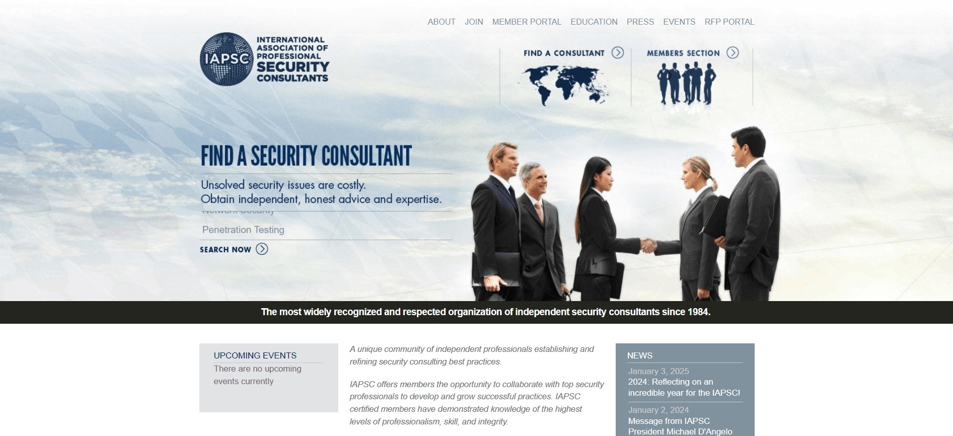IAPSC website before the redesign