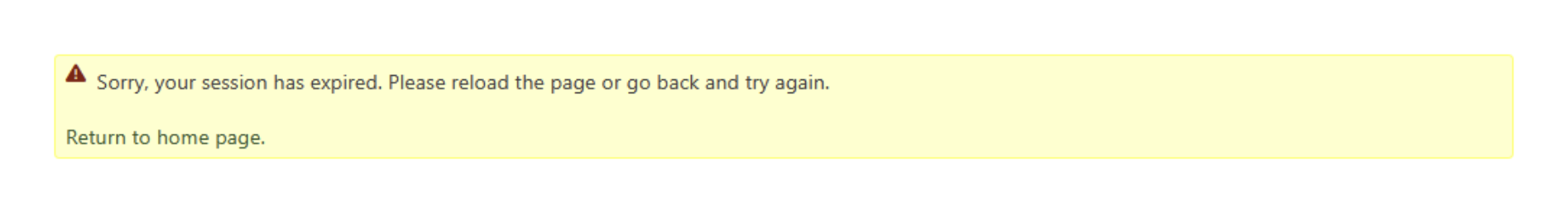 A CiviCRM form showing the error "Sorry, your session has expired. Please reload the page or go back and try again." (mockup)